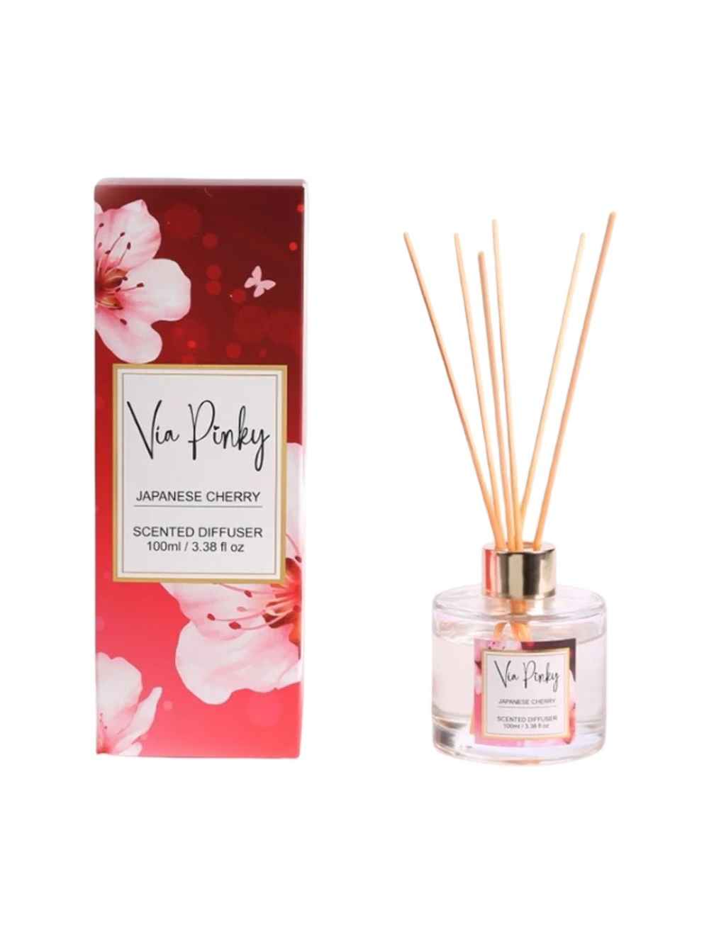 Via Pinky Japanese Cherry Scented Diffuser - 3.38 fl oz / 100 ml